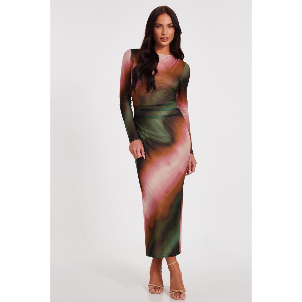 Quiz Clothing Women Multi-Color Polyester Tie & Dye Dress
