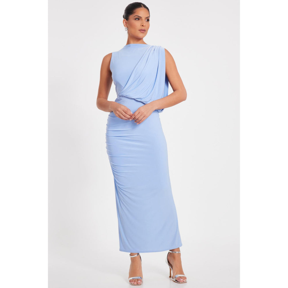 Quiz Clothing Women Blue Polyester Solid Dress