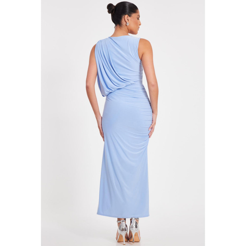Quiz Clothing Women Blue Polyester Solid Dress