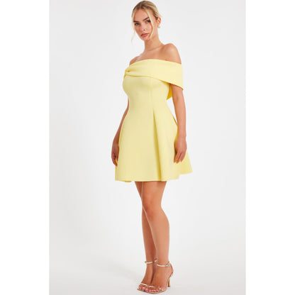 Quiz Clothing Women Yellow Polyester Solid Dress