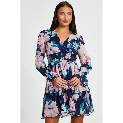Quiz Clothing Women Navy Blue Polyester Floral Dress