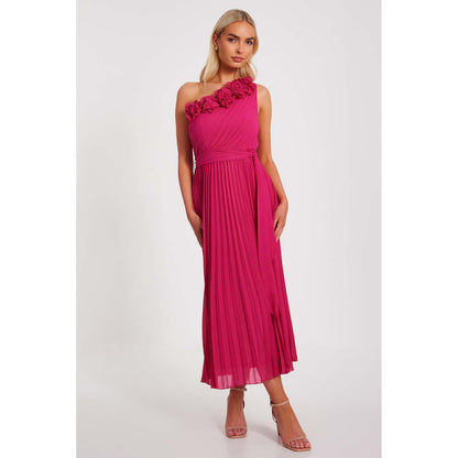 Quiz Clothing Magenta Women A-Line Dress With Belt