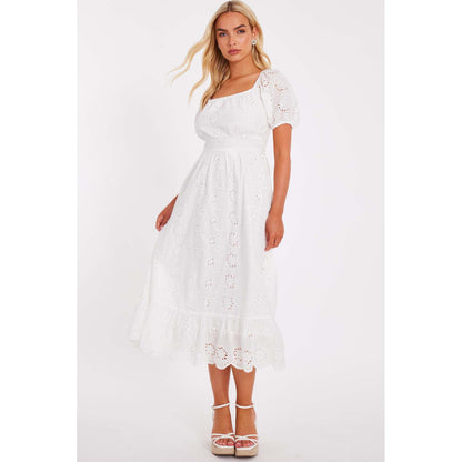 Quiz Clothing White Women Fit And Flare Dress
