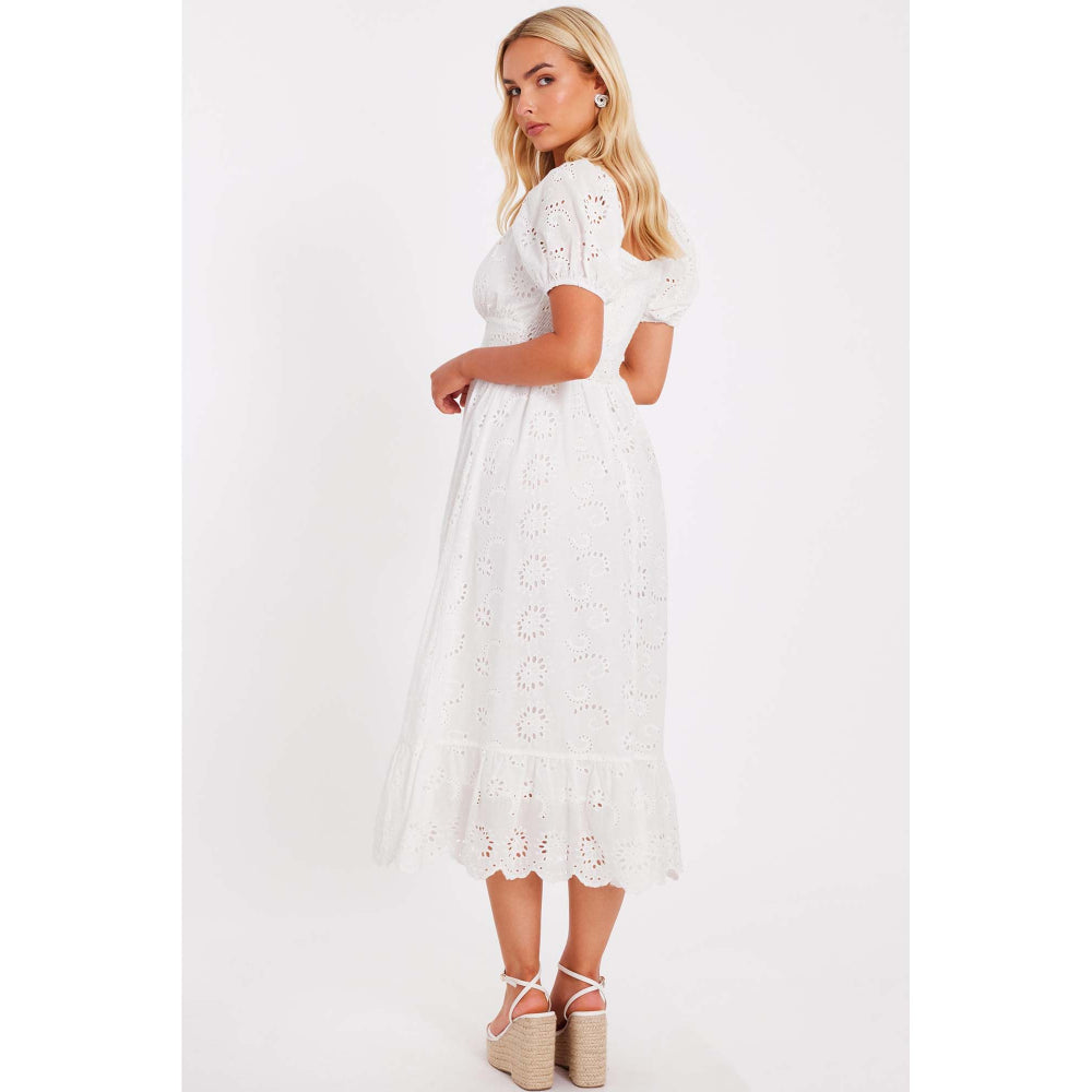 Quiz Clothing White Women Fit And Flare Dress