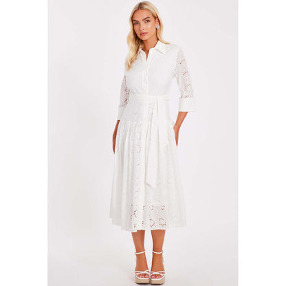 Quiz Clothing White Women Shirt Dress With Belt