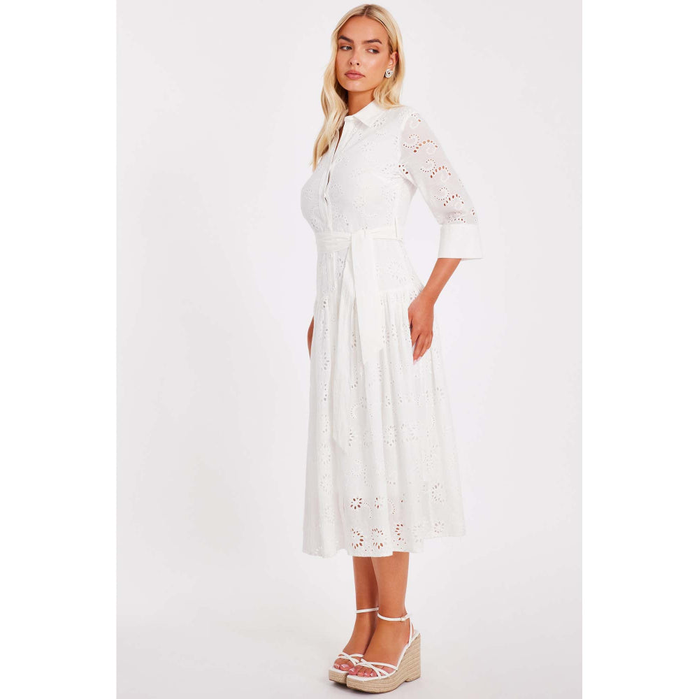 Quiz Clothing White Women Shirt Dress With Belt