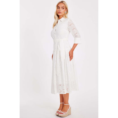 Quiz Clothing White Women Shirt Dress With Belt