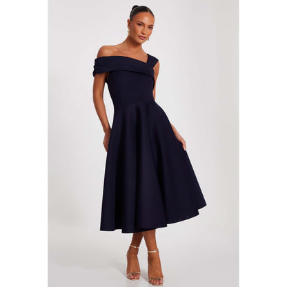 Quiz Clothing Navy Blue Women Fit And Flare Dress