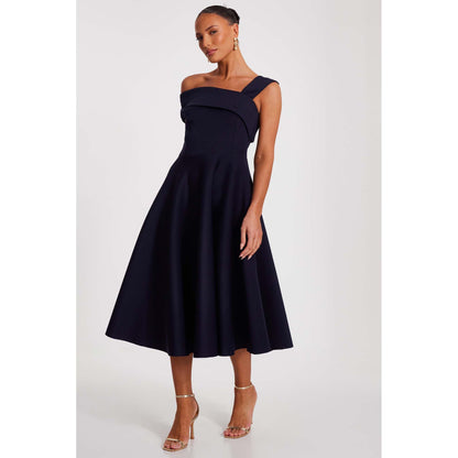 Quiz Clothing Navy Blue Women Fit And Flare Dress