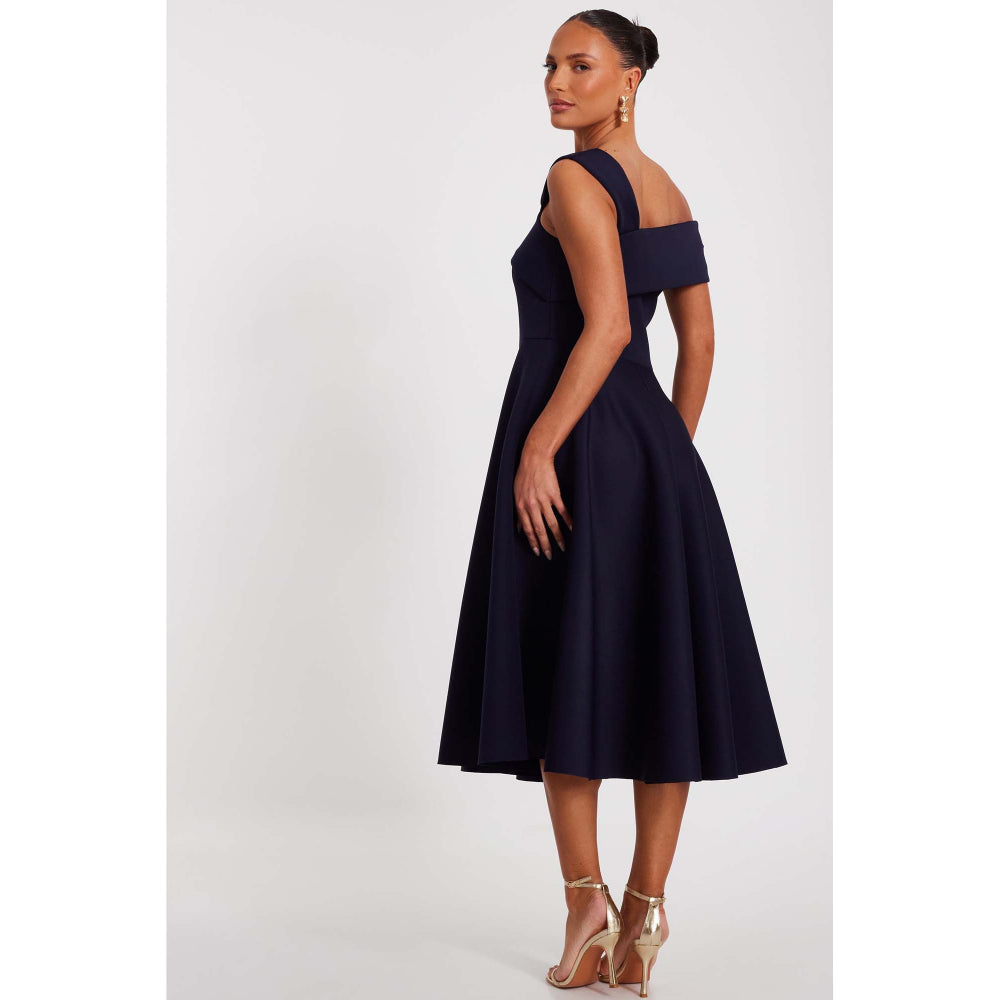 Quiz Clothing Navy Blue Women Fit And Flare Dress