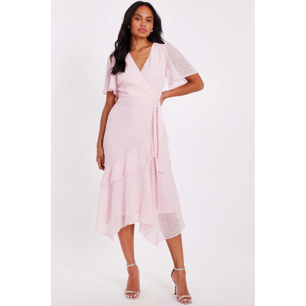 Quiz Clothing Pink Women Fit And Flare Dress With Belt