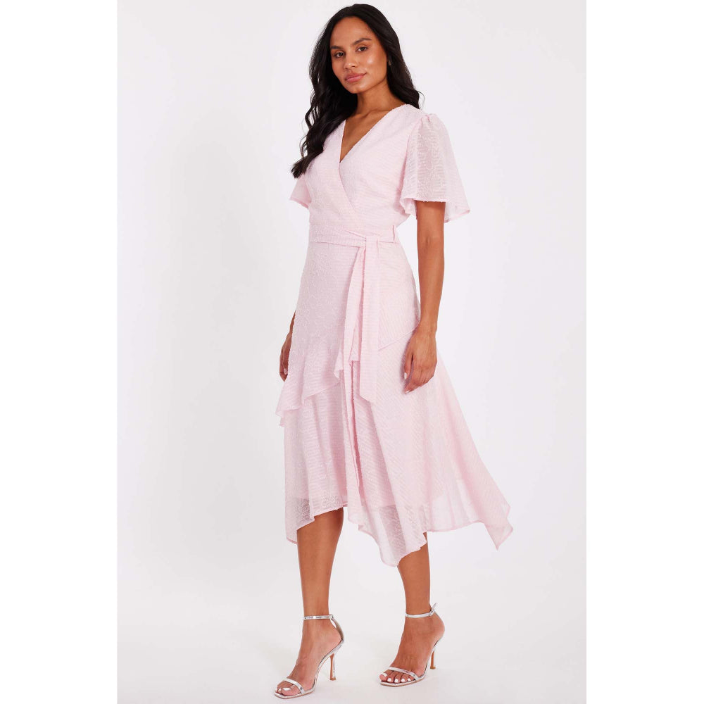 Quiz Clothing Pink Women Fit And Flare Dress With Belt