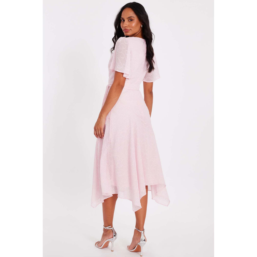 Quiz Clothing Pink Women Fit And Flare Dress With Belt