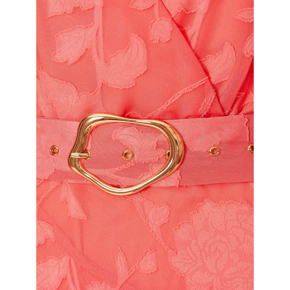 Quiz Clothing Coral Women Fit And Flare Dress With Belt