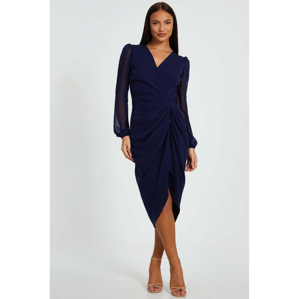 Quiz Clothing Navy Blue Women Wrap Bodycon Dress