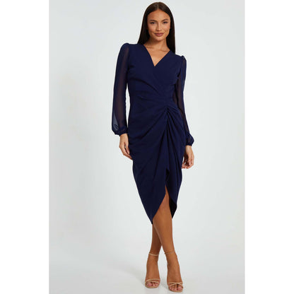 Quiz Clothing Navy Blue Women Wrap Bodycon Dress