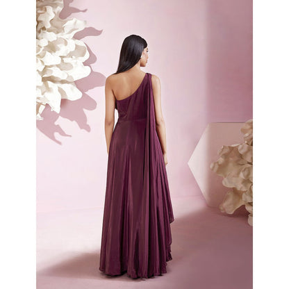 Qunic Wine Crimson Cascade Gown