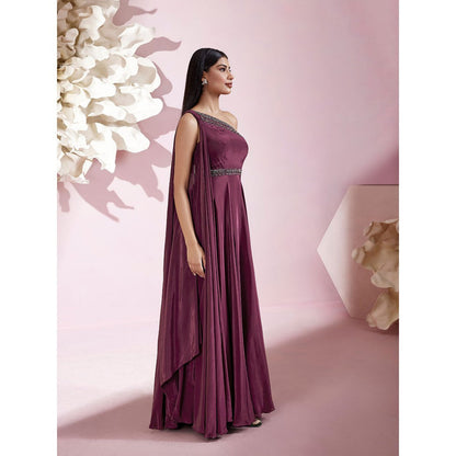 Qunic Wine Crimson Cascade Gown