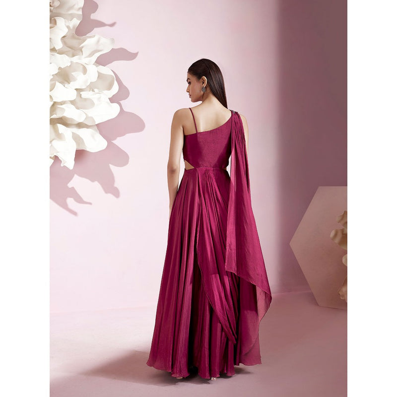 Qunic Wine Veil Gown