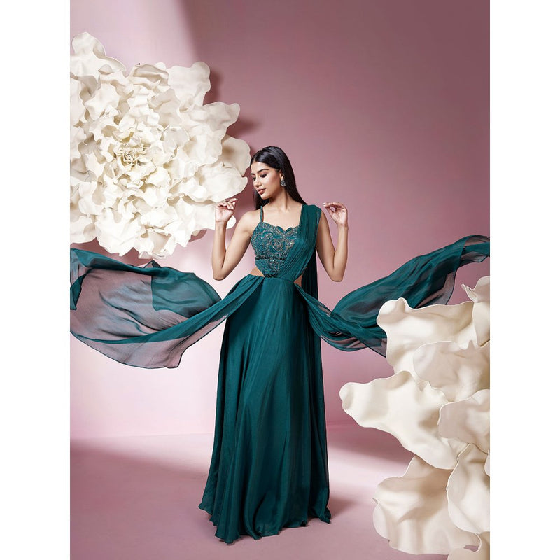 Qunic Teal Green Whisper Gown