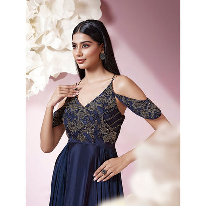 Qunic Blue Moonlit Blossom Gown