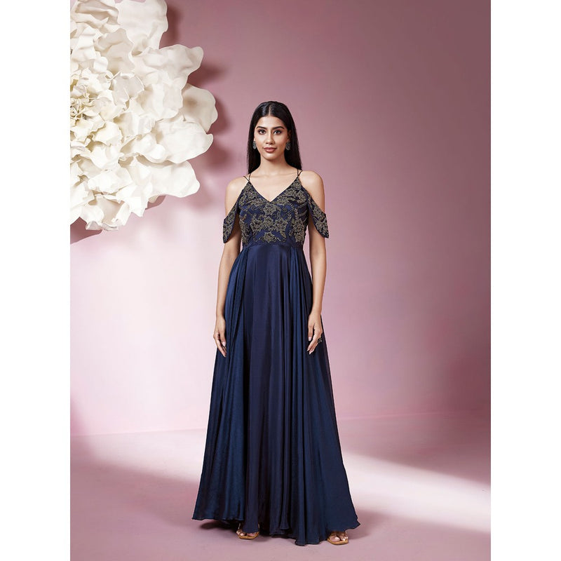 Qunic Blue Moonlit Blossom Gown