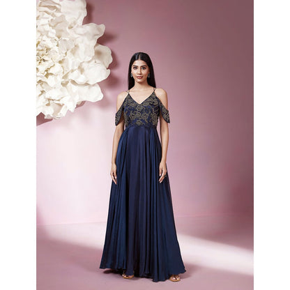 Qunic Blue Moonlit Blossom Gown