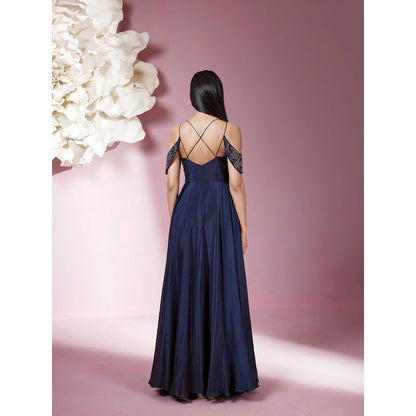 Qunic Blue Moonlit Blossom Gown