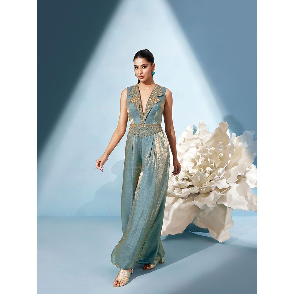 Qunic Blue Gilded Dew Jumpsuit