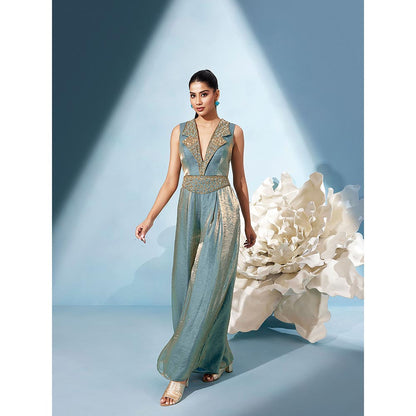 Qunic Blue Gilded Dew Jumpsuit