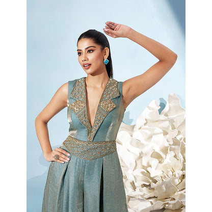 Qunic Blue Gilded Dew Jumpsuit
