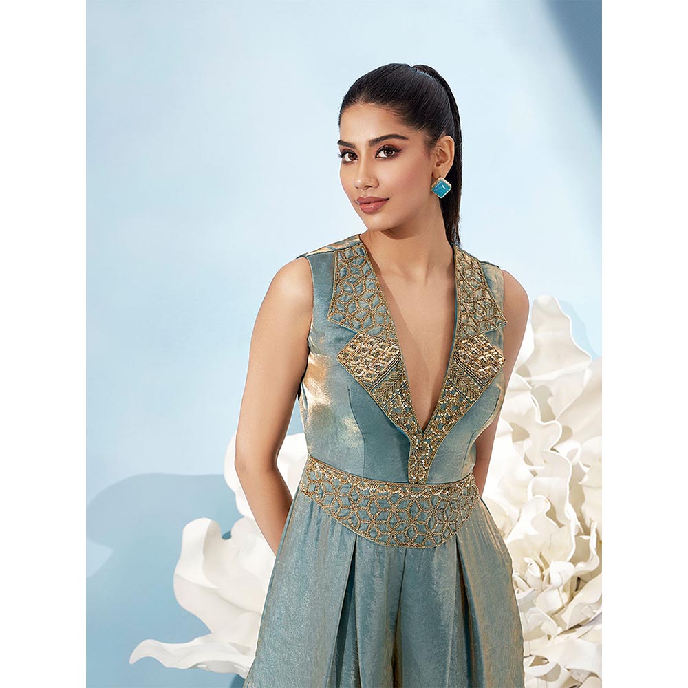 Qunic Blue Gilded Dew Jumpsuit