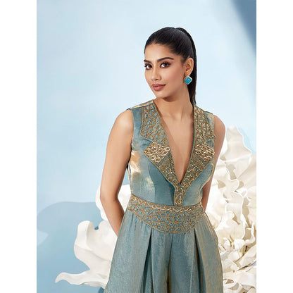 Qunic Blue Gilded Dew Jumpsuit