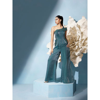 Qunic Teal Iridescent Jumpsuit