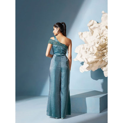 Qunic Teal Iridescent Jumpsuit