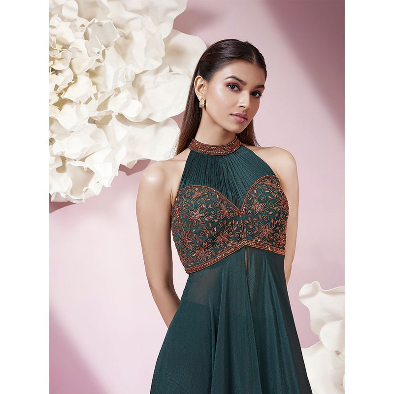 Qunic Green Emerald Grace Top with Palazzo (Set of 2)