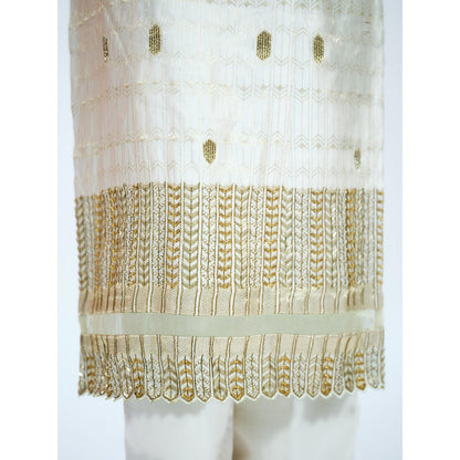 RAAG SUTRA Ivory Brocade Kurta with Palazzo (Set of 2)