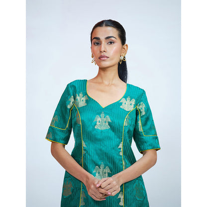 RAAG SUTRA Green Banarasi Brocade Sharara with Kurta (Set of 2)