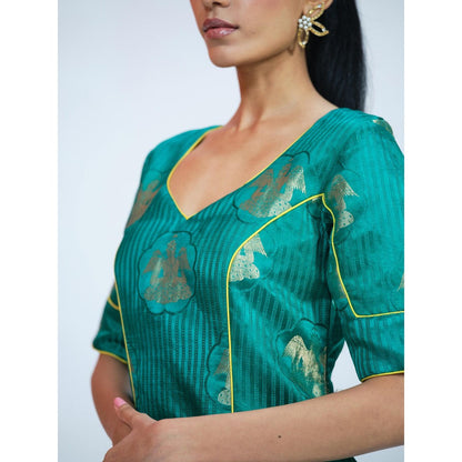 RAAG SUTRA Green Banarasi Brocade Sharara with Kurta (Set of 2)