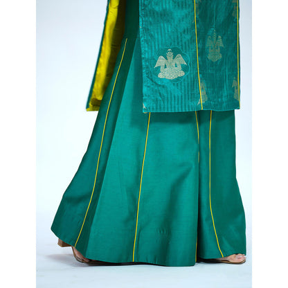 RAAG SUTRA Green Banarasi Brocade Sharara with Kurta (Set of 2)