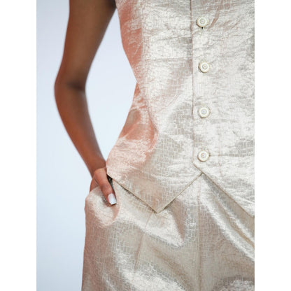 RAAG SUTRA Silver Brocade Co-Ord (Set of 2)