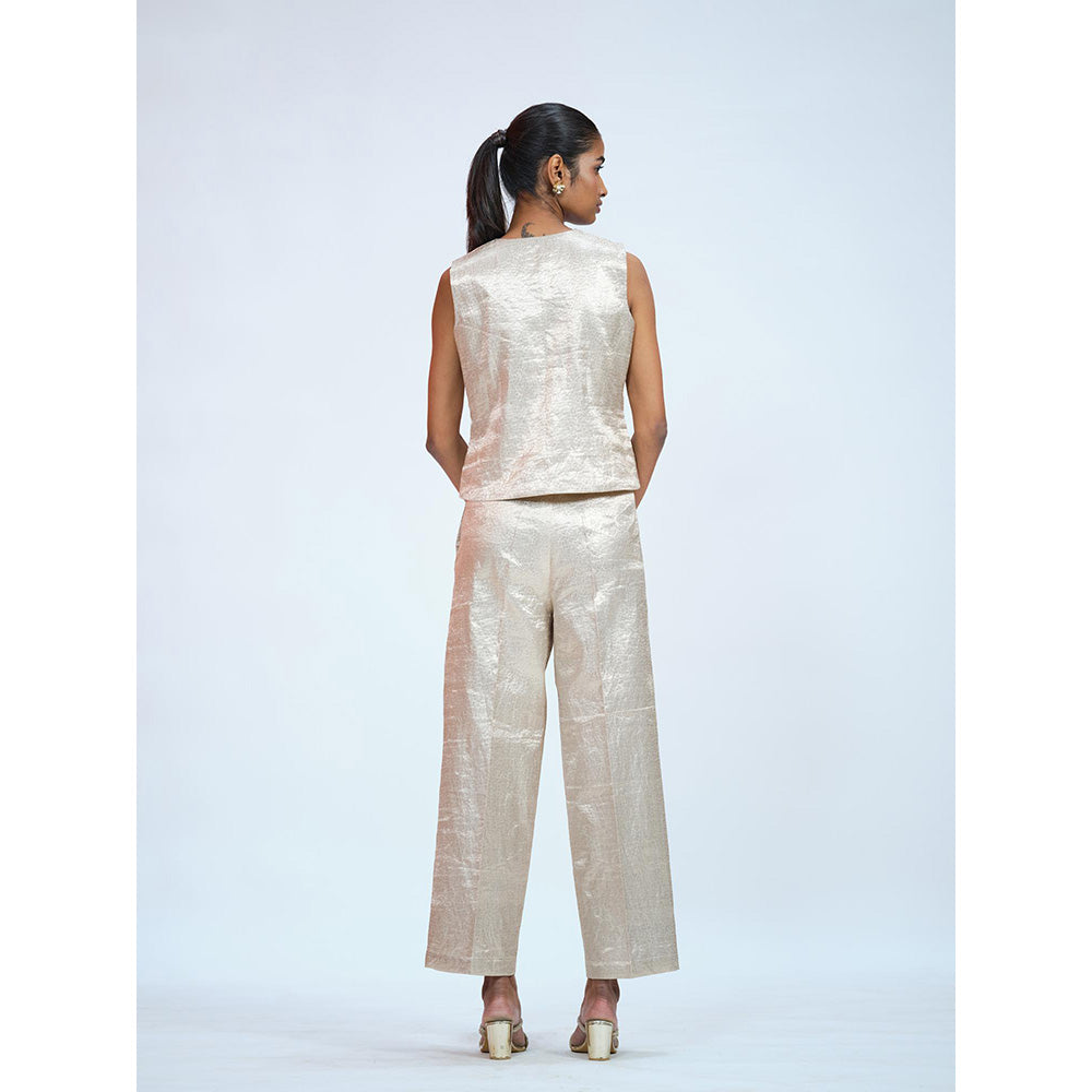 RAAG SUTRA Silver Brocade Co-Ord (Set of 2)