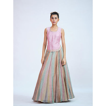 RAAG SUTRA Tissue Crop Top with Lehenga (Set of 2)