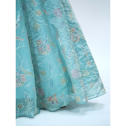 RAAG SUTRA Silk Bottle Multi-Color Crop Top with Lehenga (Set of 2)