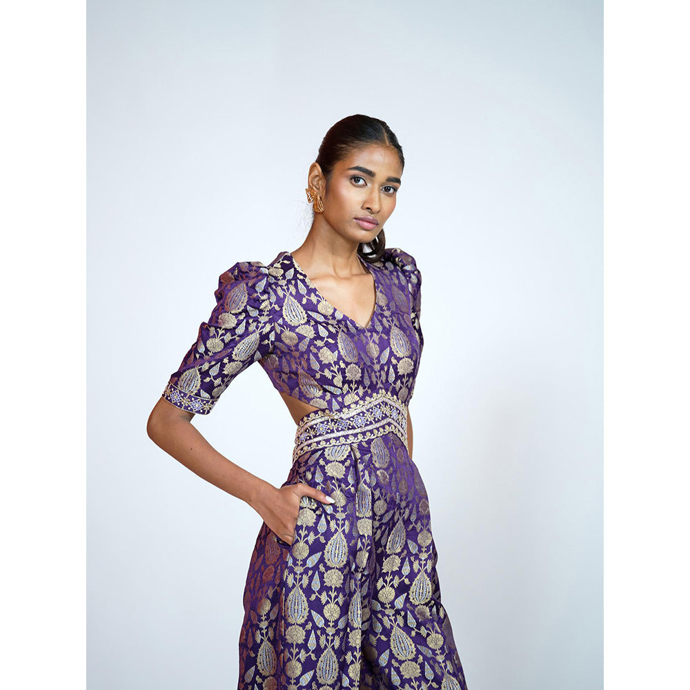 RAAG SUTRA Purple Brocade Jumpsuit