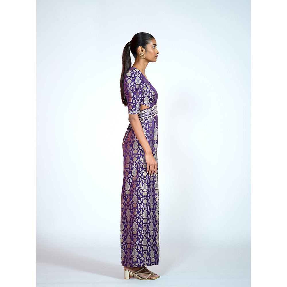 RAAG SUTRA Purple Brocade Jumpsuit