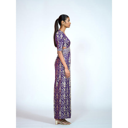 RAAG SUTRA Purple Brocade Jumpsuit