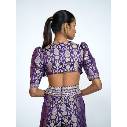 RAAG SUTRA Purple Brocade Jumpsuit