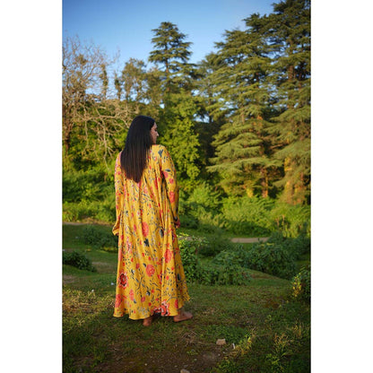 Raas Life Laxmi Kyaari Mustard Floral Maxi Dress