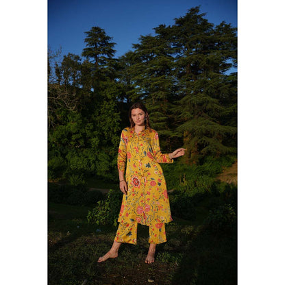 Raas Life Vamika Mustard Floral Kurta & Trouser (Set of 2)